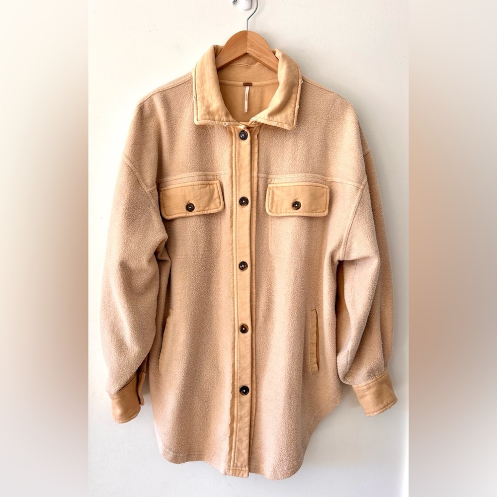 FREE PEOPLE Ruby Shacket in Creamy Champagne Dreams | Size Medium - Picture 2 of 7